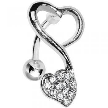 BodyCandy Remolino Supremo: Gema Cristalina, Doble Corazón, Anillo de Ombligo