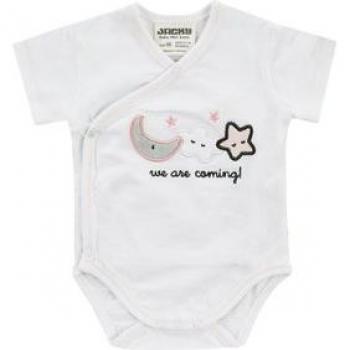 JACKY Body WELCOME bianco/rosa a maniche corte con bottoni