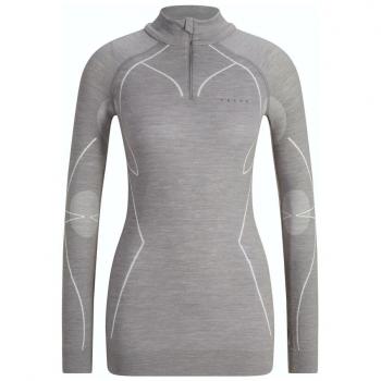Camisa de Zíper Falke Wool-Tech Feminina Cinza Claro