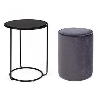 Annikka set moderno tavoli e pouf grigio scuro