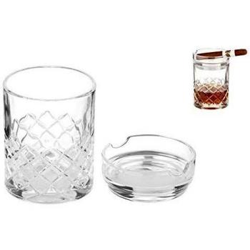 Angelo Whiskyglas mit Zigarrenascher aus Kristall
