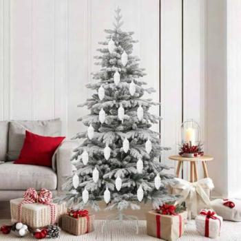 Ornements de Noël Boules de Pomme de Pin 40 pcs Blanc