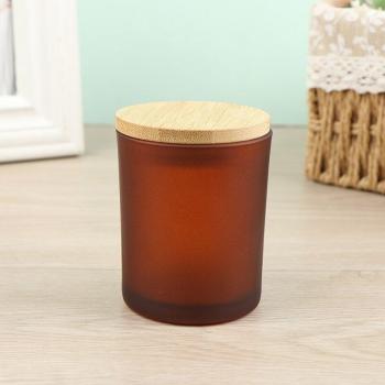 Tarro de vidrio con tapa de bambú para velas DIY