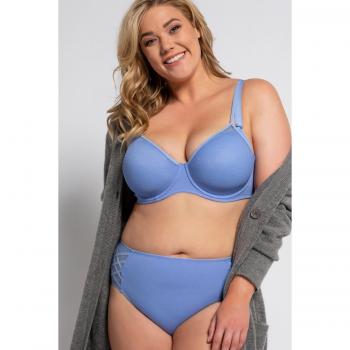 Larissa Fit Plus Size Underwire Bra, Polka Dot Mesh, 38C, blue, synthetic fibers/spandex