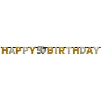 Banner con Letras Doradas/Plateadas 50 Aniversario Amscan Prism