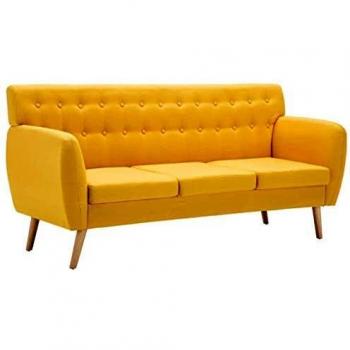 VidaXL Trivietė Yellow Fabric Couch 172x70x82 cm
