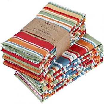 Ruvanti Elegant Cloth Napkins – 12-Pack, 20x20 – Red, Orange & Green