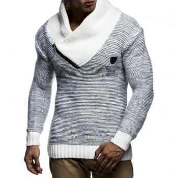 Männerstrickpullover Leif Nelson LN7060N, L-Size, Ecru-Grau