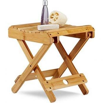 Relaxdays Sgabello Pieghevole (Naturale) – Resistente all’Umidità