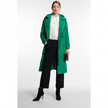 Plus Size Hooded Trench Coat for Women, Green, Double Breasted, Fully Lined, Size 16/18, Polyester