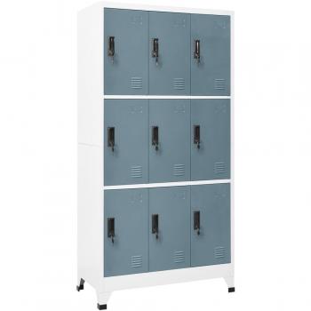 Armoire métallique à casiers gris clair et gris foncé 90x45x180 cm