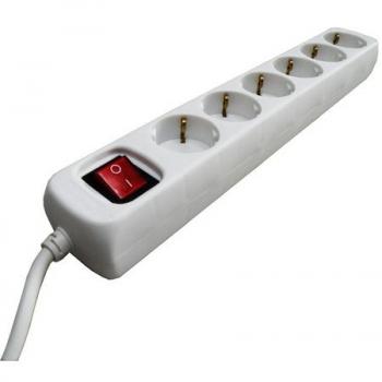 6-voudige verlengsnoer met schakelaar 3 meter wit