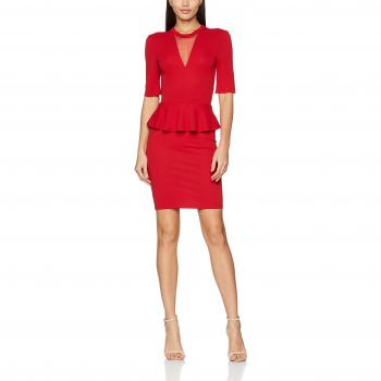 ONLY Onllona 2/4 Vestido Peplum Jrs, Rojo