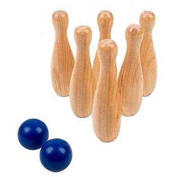 Set Jeu de Quilles en Bois pour Enfants – MGM 6 Quilles Extérieur