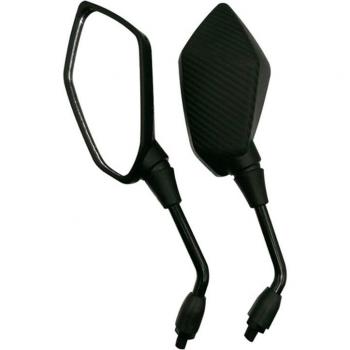 Espejos Retrovisores de Fibra de Carbono para Motocicleta, 2 Unidades, Giro 360°, Roscas de 8mm y 10mm