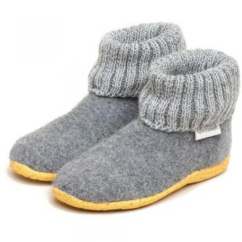 Kinder‑Alpine‑Boot aus 100 % Bio‑Schafwolle – Hausschuh mit Gummisohle, Tirol