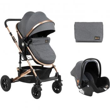Passeggino 3 in 1 Kikkaboo Nero (Grigio Scuro)