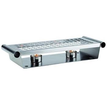 APS Edelstahl Speisen-Warmhalter, 2-flammig, für 2 Teelichter, 340 x 130 x 60 mm
