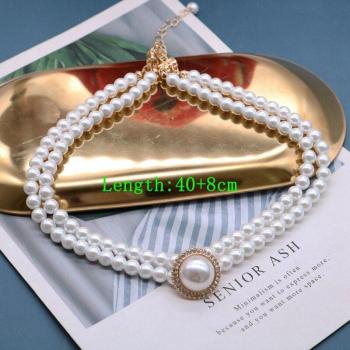 Vintage Style Glass Pearl Double Choker Necklace