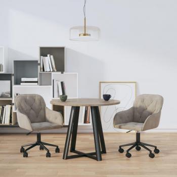 2 piezas de sillas de comedor giratorias de terciopelo gris claro