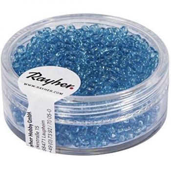 Rayher 1406007 Rocailles – 2 mm Durchmesser – Transparent – Türkis