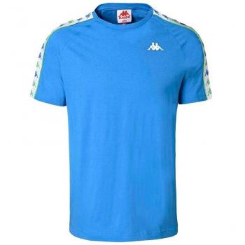 Kappa Maglietta Uomo Azzurro Banda 222 Slim Cotton
