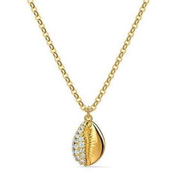 Pendente Shell Pave Swarovski per Collana, Bianco e Placcato Colore Oro