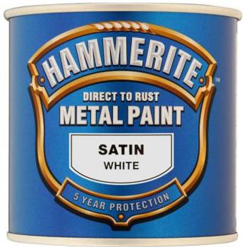 Hammerite Direct to Rust Satin Finish Metal Paint White 250ml HMMSAFW250