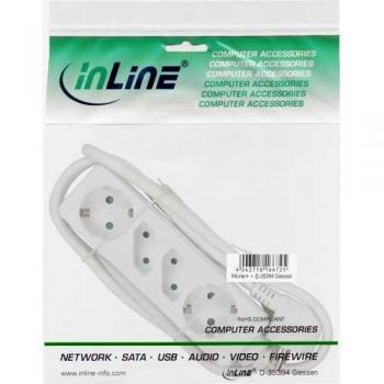 InLine® Steckdosenleiste, 4-fach, 2x Schutzkontakt + 2x Euro, 3m, weiß (16443W)