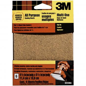 QuickSand 4.5×5.5 Clip-On Sander – 3M 9223NA, 6‑Pack, Assorted Grits