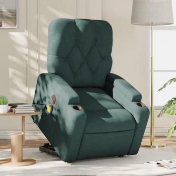 Fauteuil de massage inclinable en tissu vert foncé