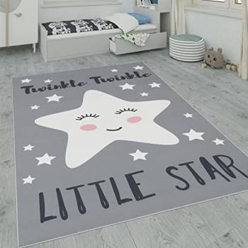 Tappeto per bambini 160x230 cm Grigio con motivi a stelle e luna