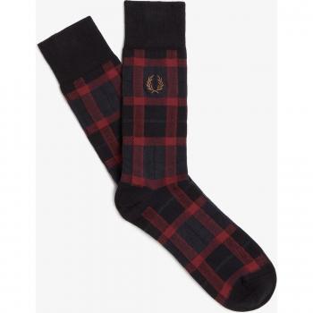 Calcetines Tartan de Hombre Fred Perry en Granate y Negro