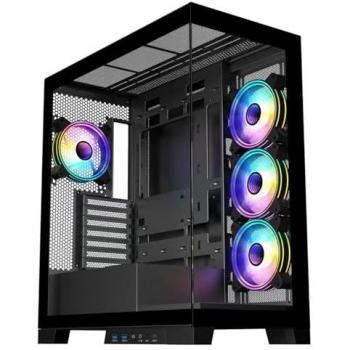 CiT Pro Diamond XR Black Mid Tower Tempered Glass Gaming PC Case with USB-C and 4 Fans
