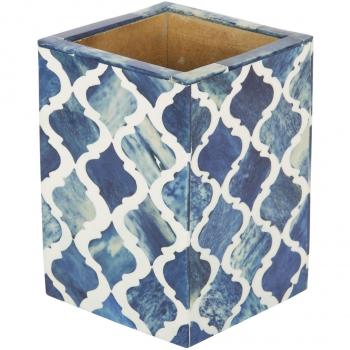 Blue Moorish Desk Organizer for Pens, Pencils, and Cups