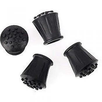 StrideSecure Black Rubber Walking Stick Ferrules – 4-Unit Kit (25 mm)