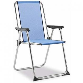 Sedia da Spiaggia Pieghevole Solenny Azzurra con Schienale Alto