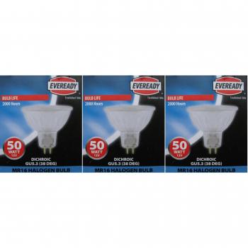 EVEREADY 50W MR16 Halogen M258 Dichroic 36D Warm White 2800K