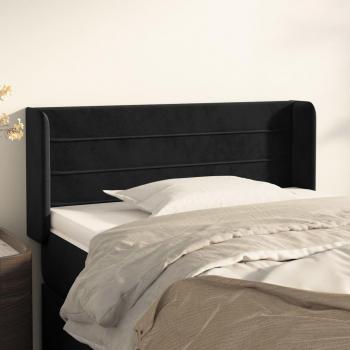 Černé čelo postele typu ušák 83 x 16 x 78/88 cm samet