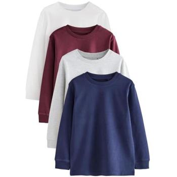 Next Berry Mehrfarbiges Cozy T-Shirt‑Set mit langen Ärmeln – 4 Pack (3–16 Jahre)