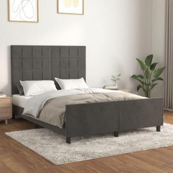 Bettgestell Samt Dunkelgrau 140x190 cm mit Kopfteil