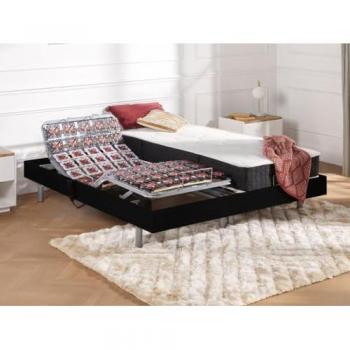 Letto elettrico relax sole sospensioni materasso molle insacchettate e memory motori okin 2x90x200 cm nero phanes di ysmée