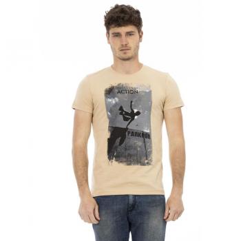 Men's Beige Cotton T-Shirt