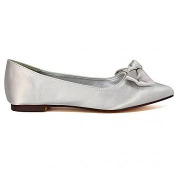 XY London Cally Bow Bridal Pumps (Silver)