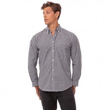 Schwarz-Weiß Gingham-Hemd für Herren – ChefWorks, S