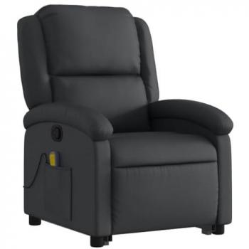 VidaXL Sessel Massagesessel Schwarz Echtleder