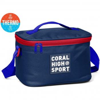 Navy Blue Red Coral High Sport Lunch Cooler