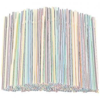 Pajitas multicolor flexibles desechables