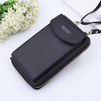Bolso bandolera de cuero sintético para teléfono y tarjetas