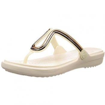 Crocs Sanrah MetalBlock Flat Flip W, Chanclas para Mujer, Rosa